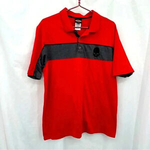 Fanatics Mens Promotional Harley Davidson Shirt XL Red Gray Button Short Sleeved